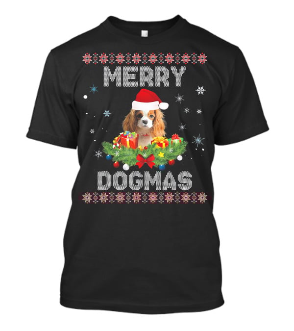 Merry Dogmas Cavalier King Charles Spaniel Christmas Santa Hat Holiday T-Shirt
