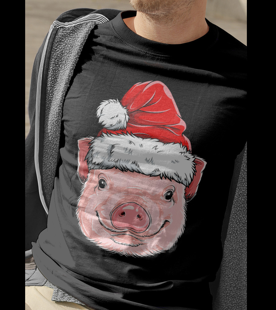 Pig Santa Christmas Santa Hat T-Shirt