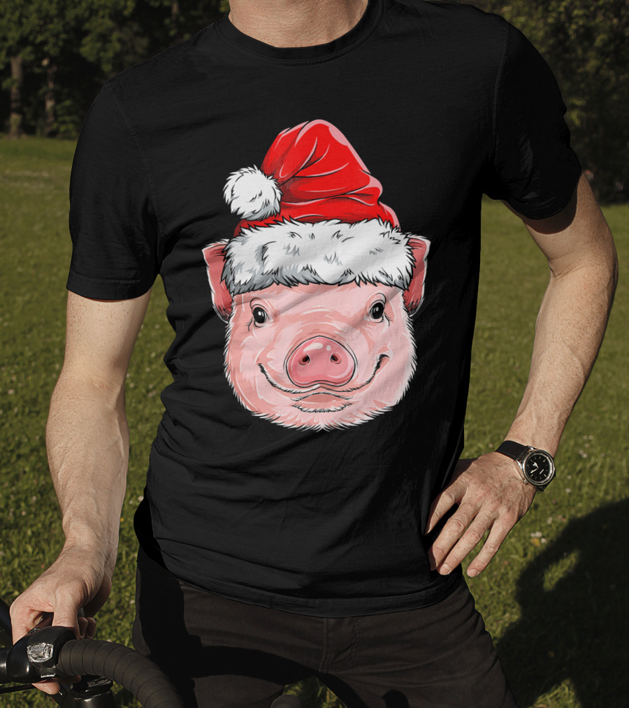 Pig Santa Christmas Santa Hat T-Shirt