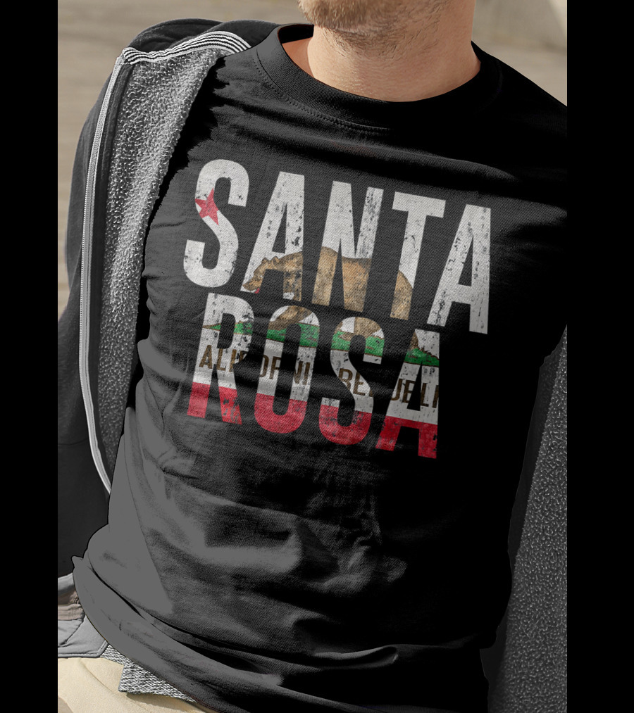 Santa Rosa California CA City Flag Bear T-Shirt