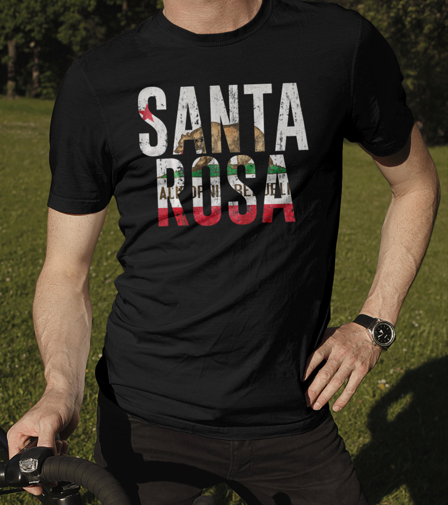 Santa Rosa California CA City Flag Bear T-Shirt