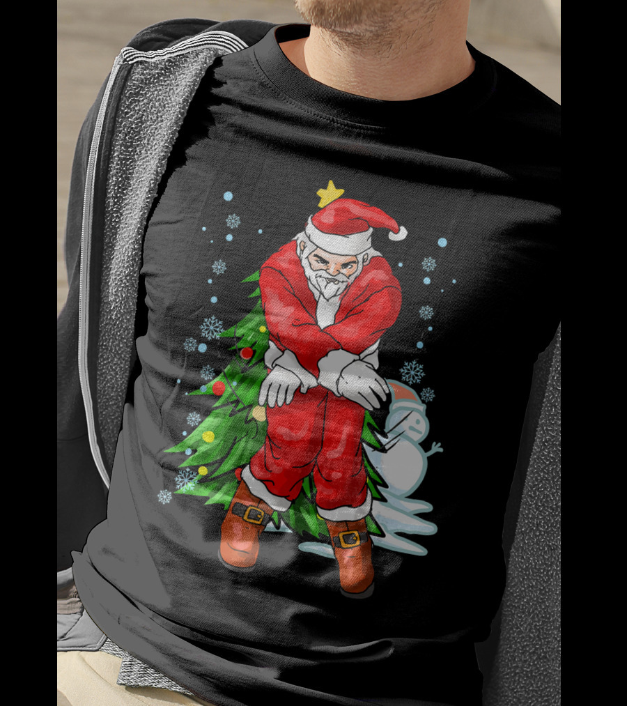 Santa Claus Funny Dance Holiday Christmas Tree Snowman T-Shirt