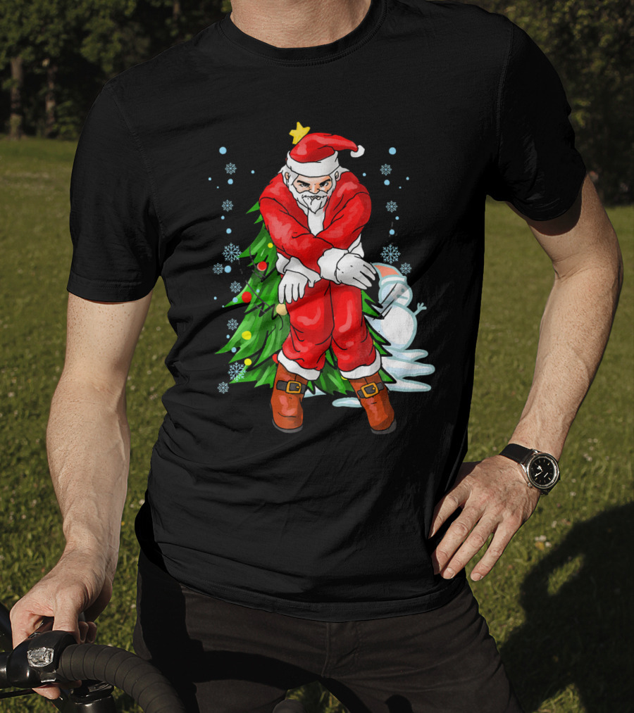 Santa Claus Funny Dance Holiday Christmas Tree Snowman T-Shirt