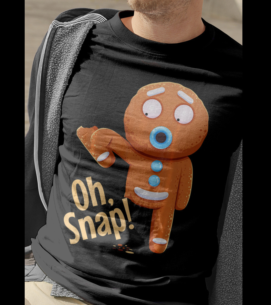 Oh Snap Gingerbread Cookie Cartoon With Missing Leg And Shocked Expression T-Shirt