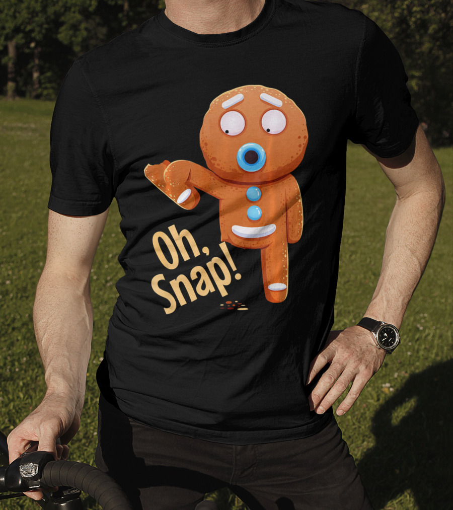 Oh Snap Gingerbread Cookie Cartoon With Missing Leg And Shocked Expression T-Shirt