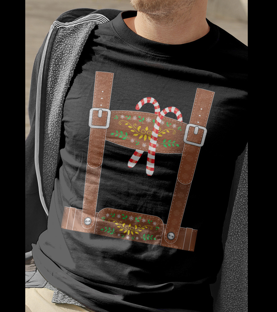 Christmas Elf Lederhosen Candy Cane T-Shirt