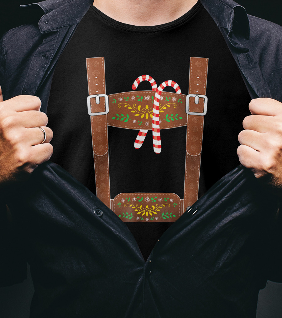 Christmas Elf Lederhosen Candy Cane T-Shirt