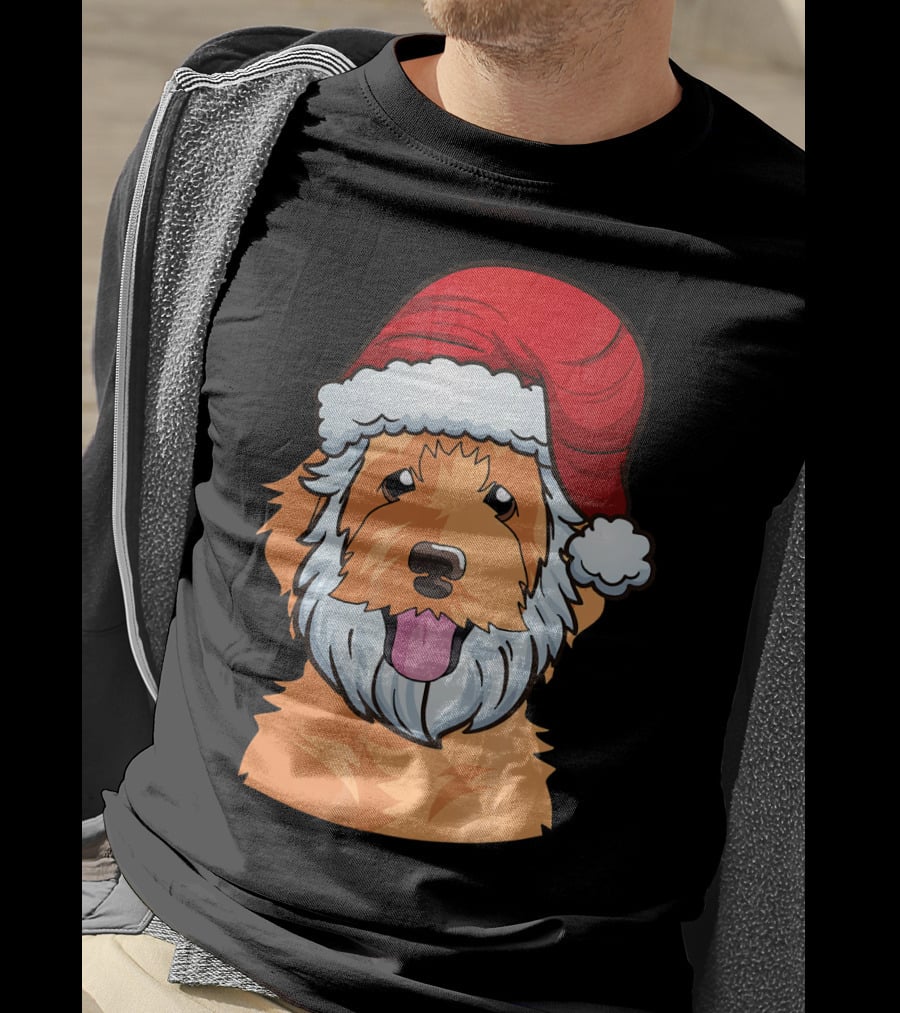 Golden Doodle Funny Santa Claus Dog Holiday Humor T-Shirt
