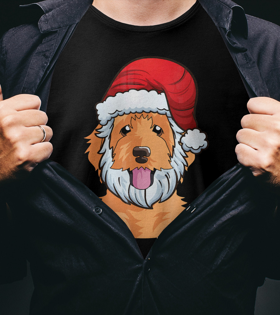Golden Doodle Funny Santa Claus Dog Holiday Humor T-Shirt