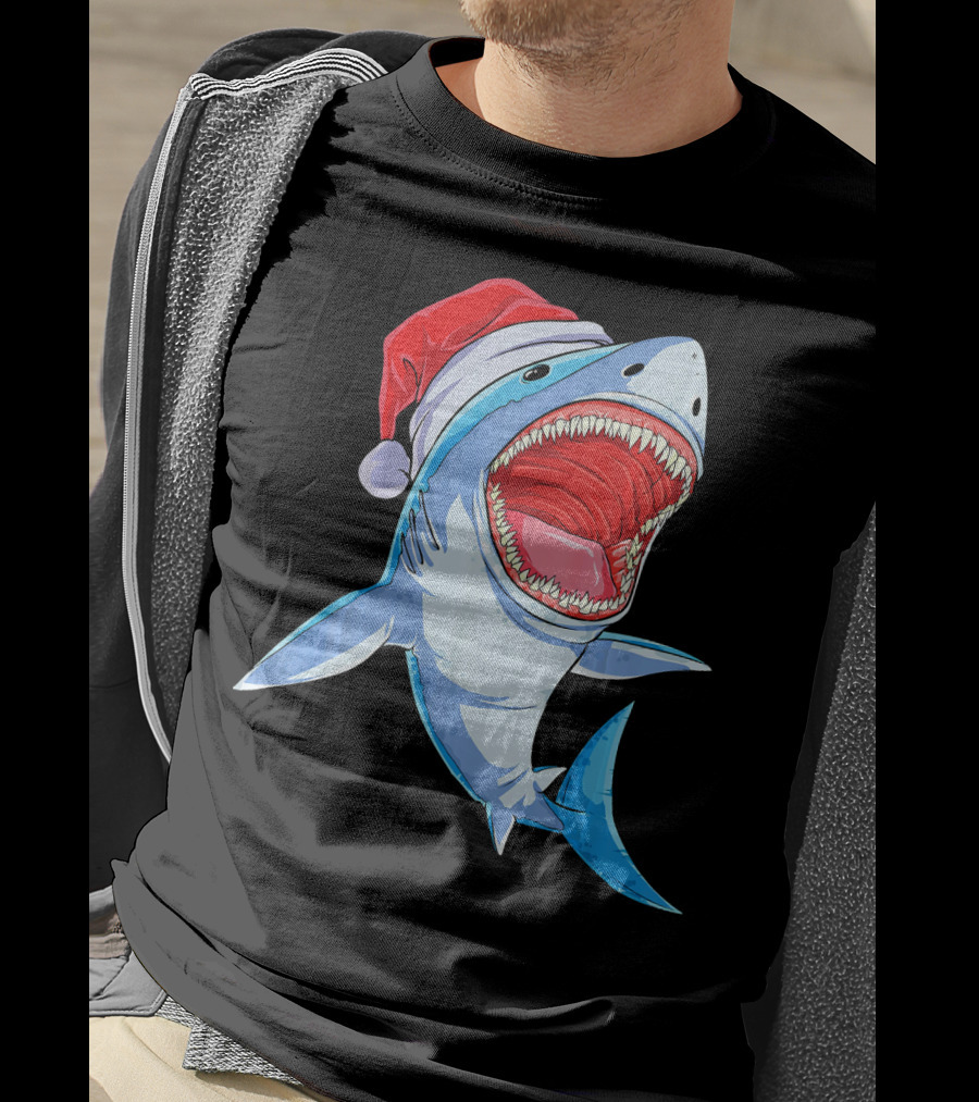 Christmas Kids Santa Shark T-Shirt