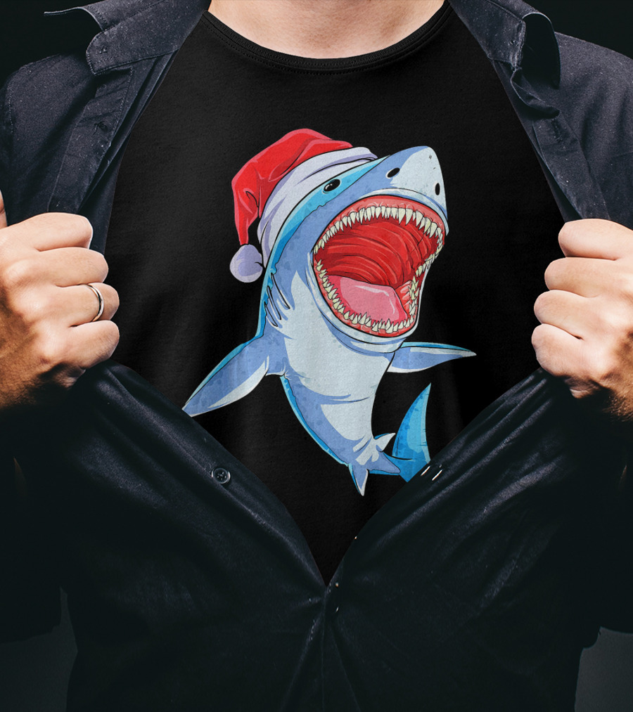 Christmas Kids Santa Shark T-Shirt