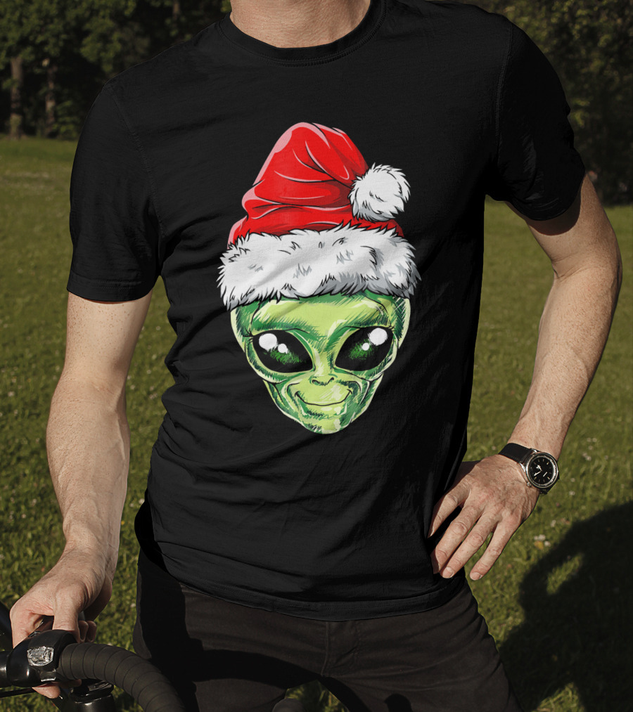 Alien Santa Christmas Hat T-Shirt