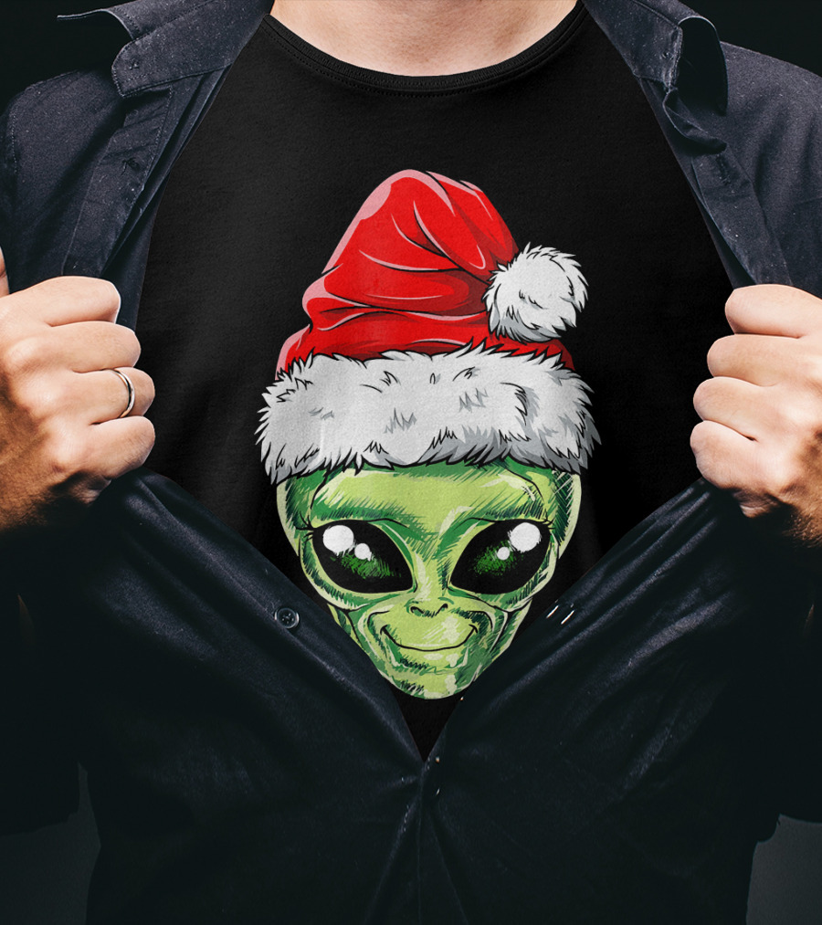 Alien Santa Christmas Hat T-Shirt