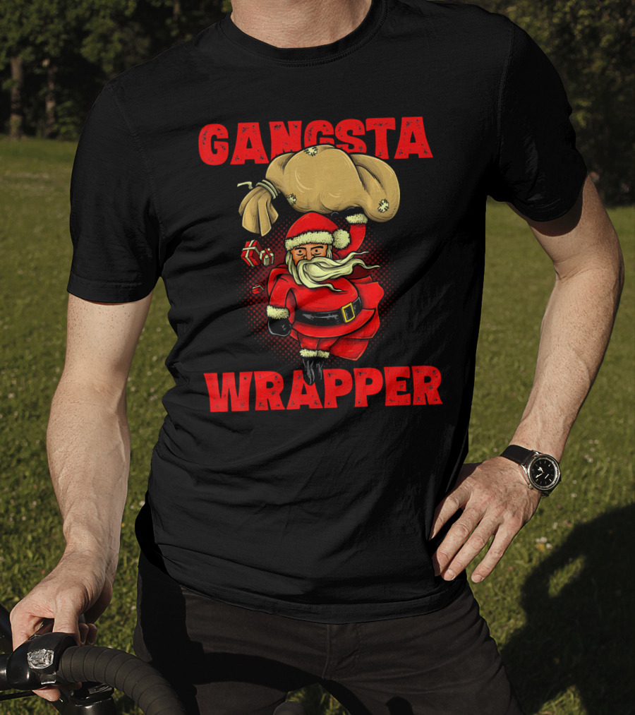 Gangsta Wrapper Funny Santa With Bag Of Presents T-Shirt
