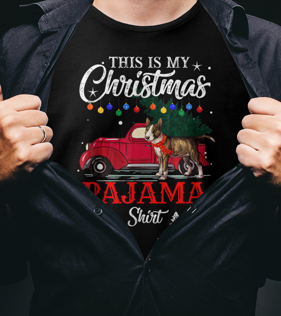 This Is My Christmas Pajama Shirt Vintage Truck Dog Holiday Lights T-Shirt