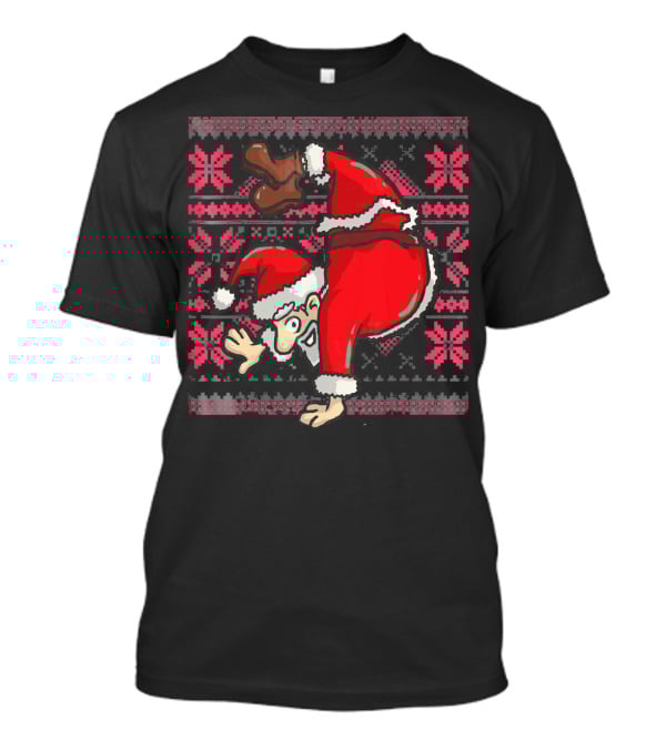 Ugly Christmas Santa Handstand T-Shirt