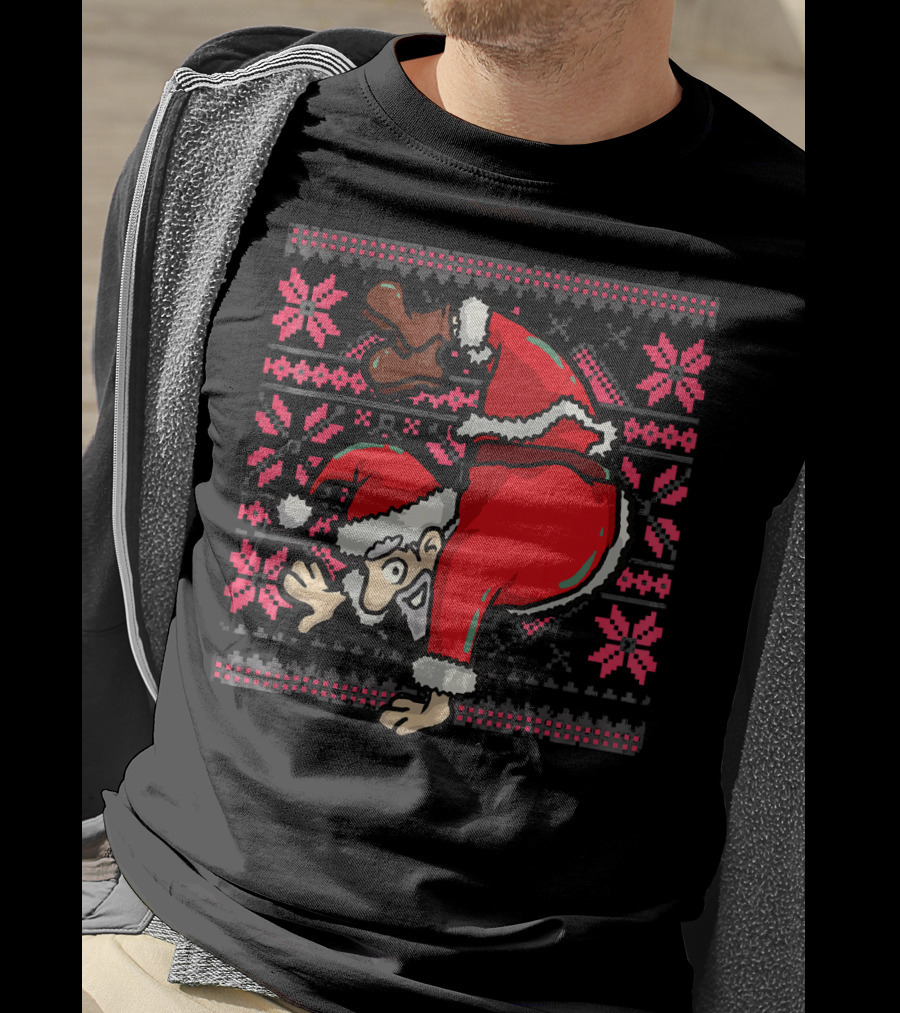 Ugly Christmas Santa Handstand T-Shirt