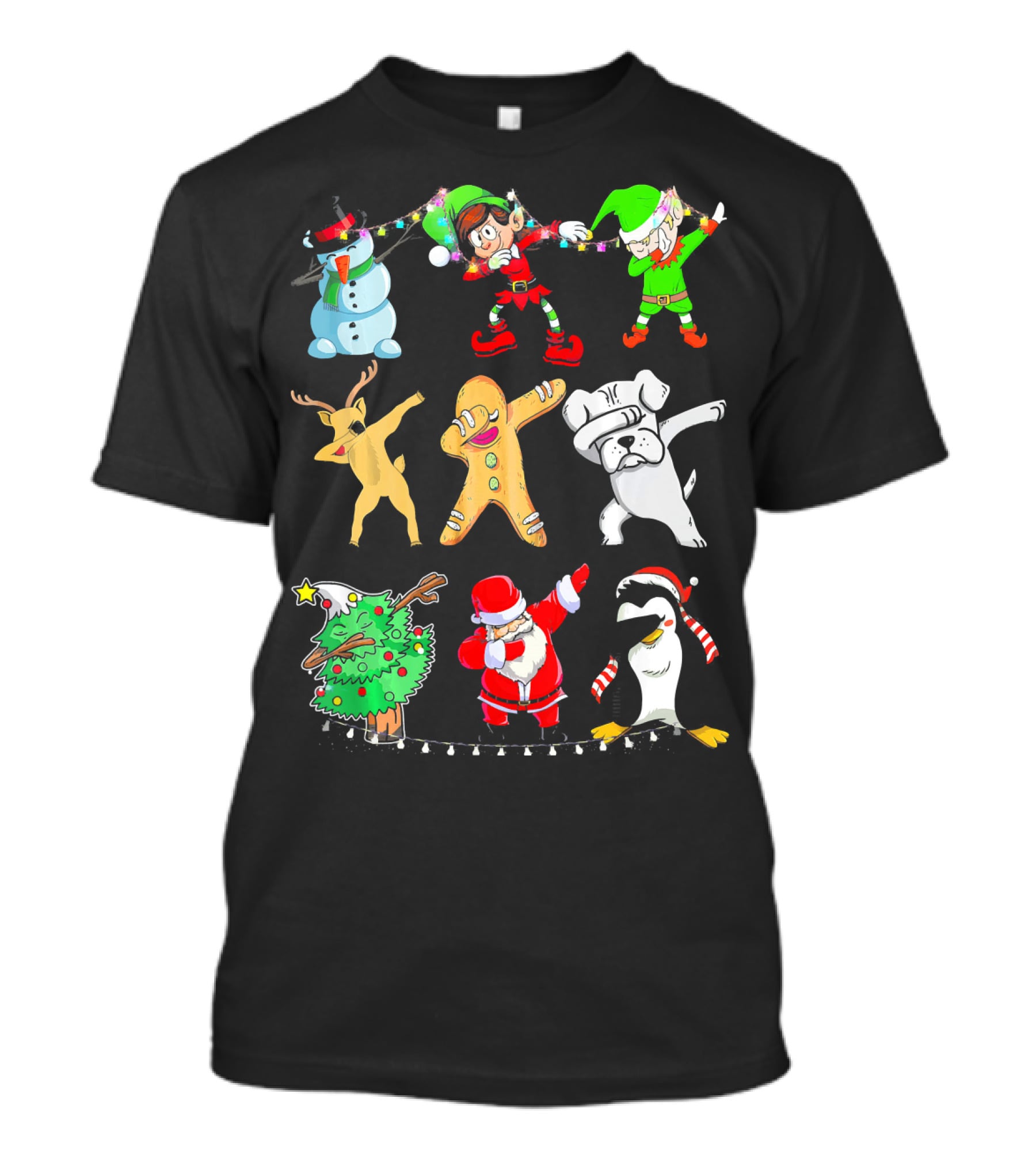 Dabbing Santa Elf Snowman Reindeer Dog Gingerbread Tree Penguin T-Shirt