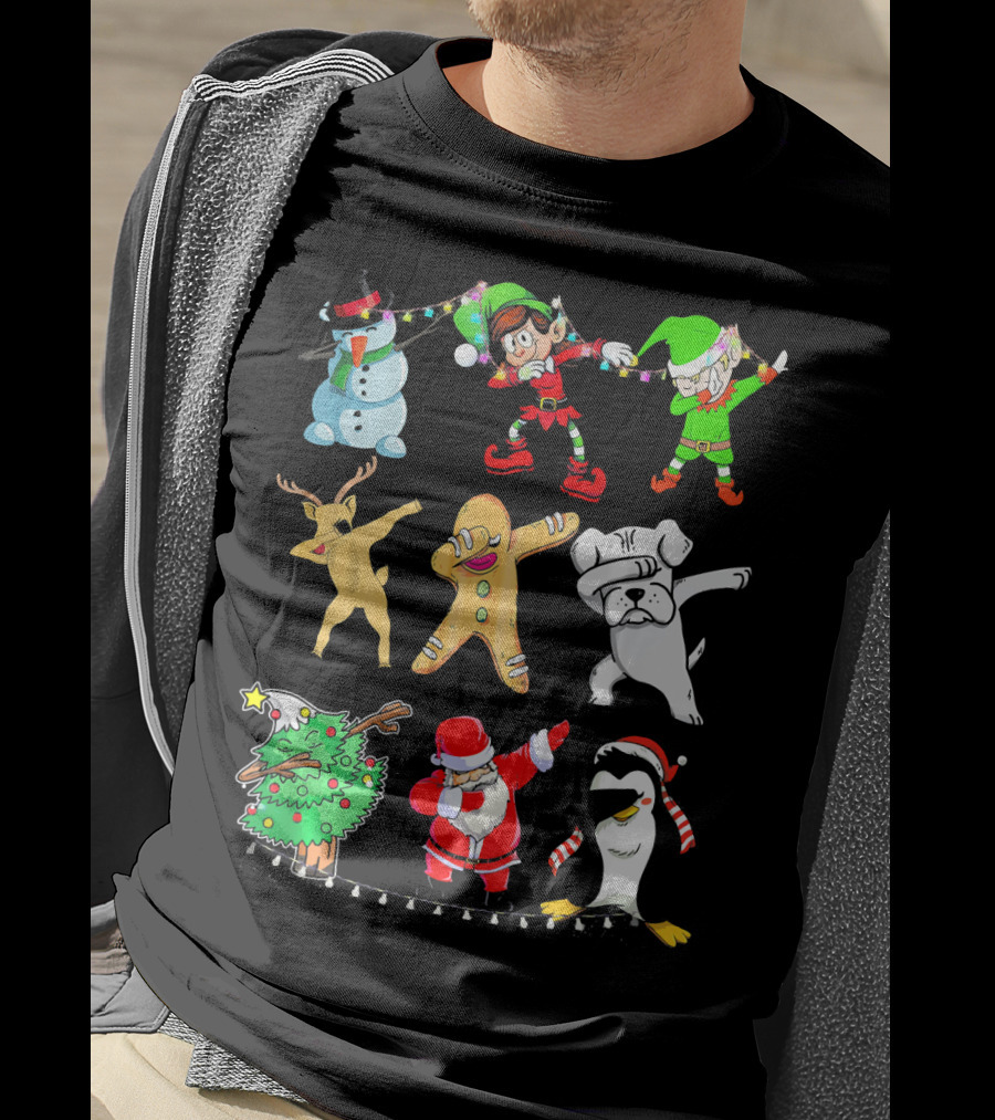 Dabbing Santa Elf Snowman Reindeer Dog Gingerbread Tree Penguin T-Shirt