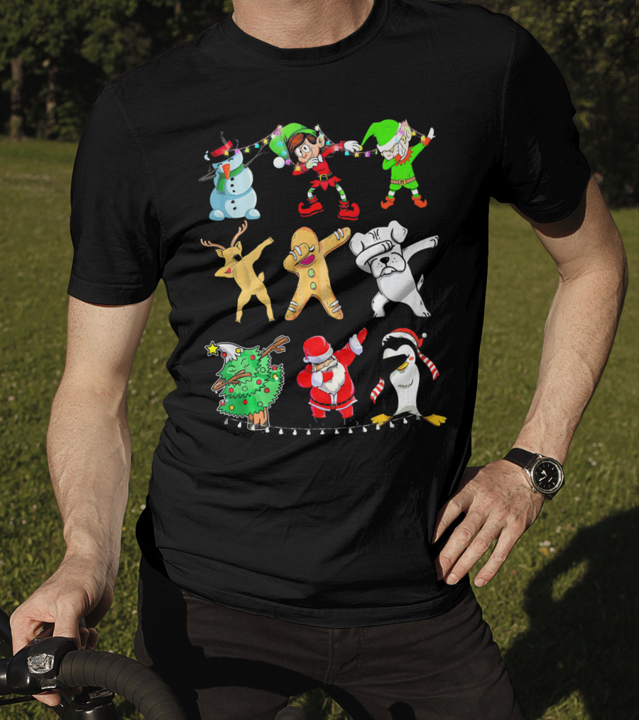 Dabbing Santa Elf Snowman Reindeer Dog Gingerbread Tree Penguin T-Shirt
