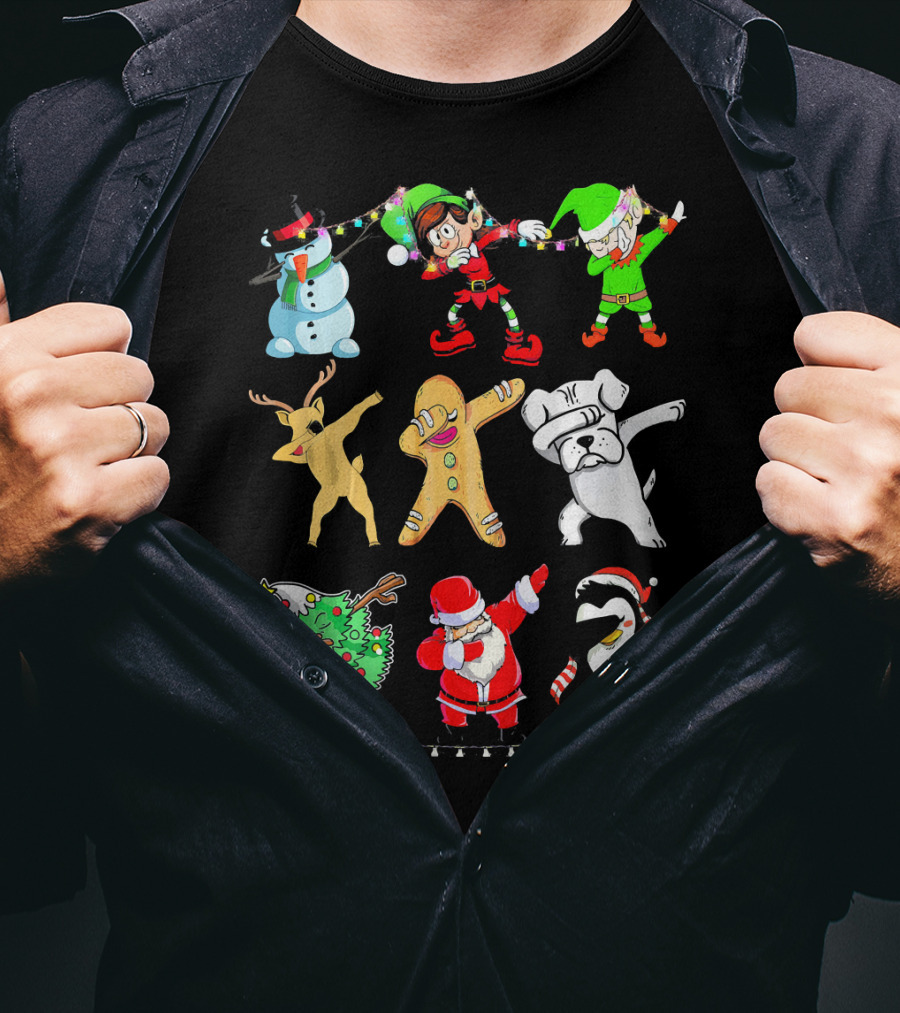 Dabbing Santa Elf Snowman Reindeer Dog Gingerbread Tree Penguin T-Shirt