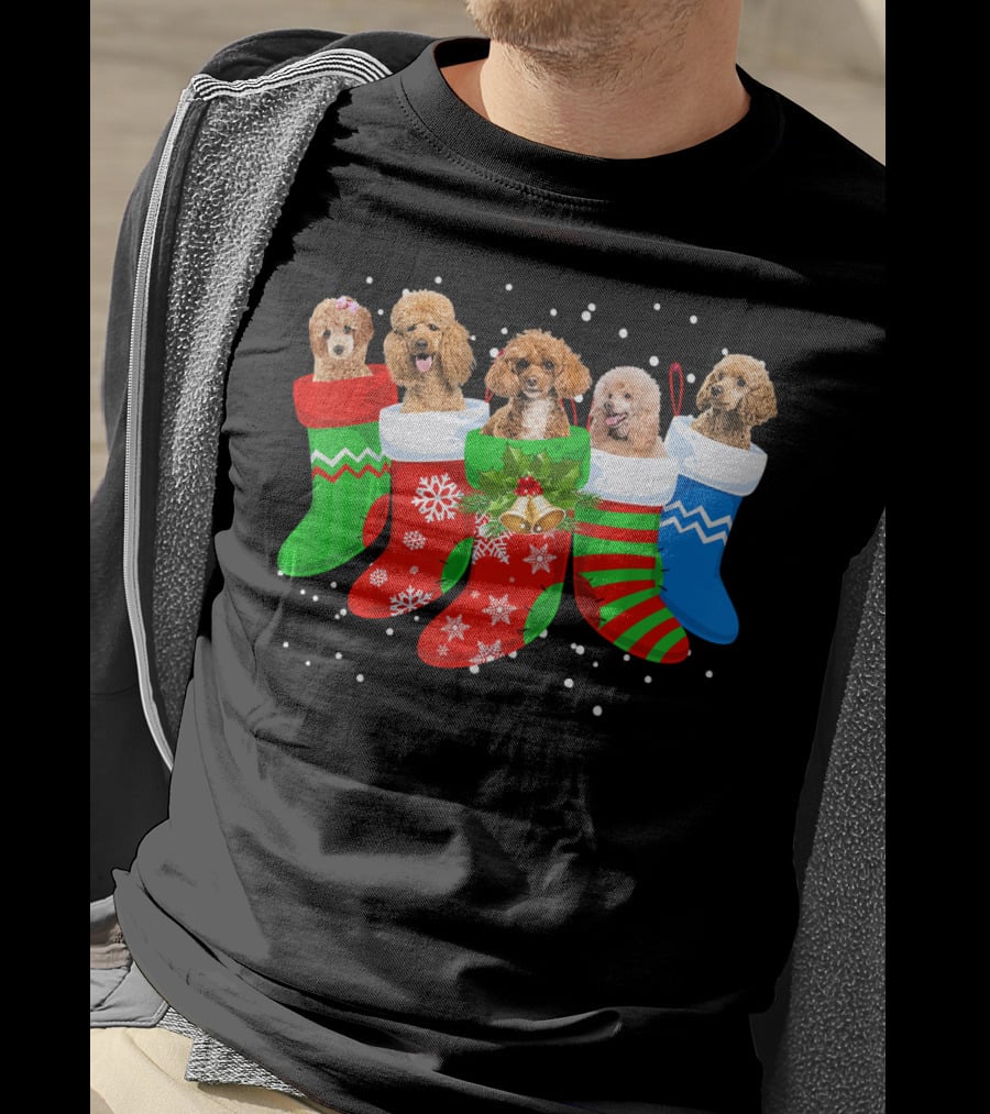 Poodle Christmas Stockings Festive Holiday Dogs T-Shirt