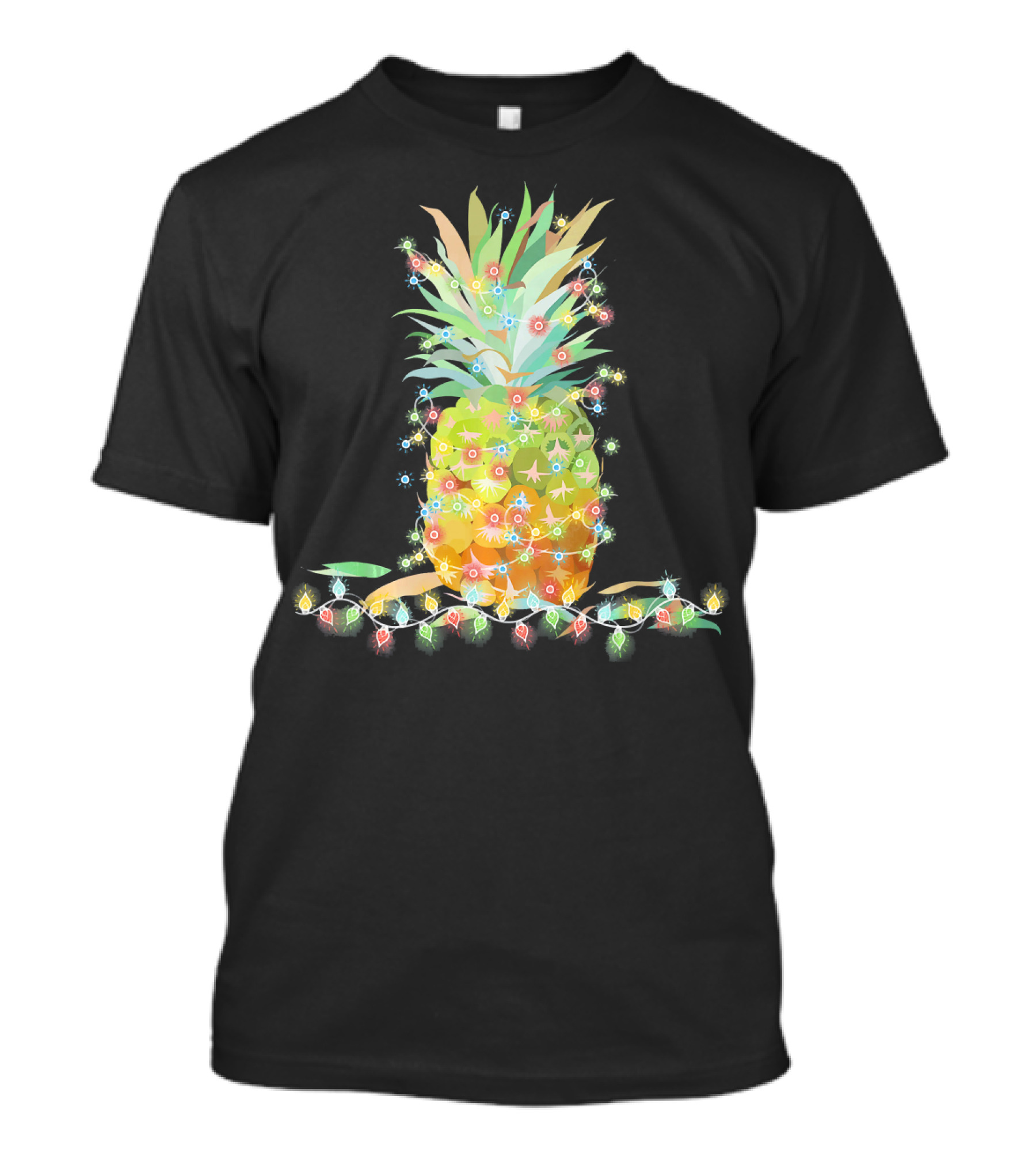 Beach Tropical Christmas Pineapple Lights Holiday Decor T-Shirt