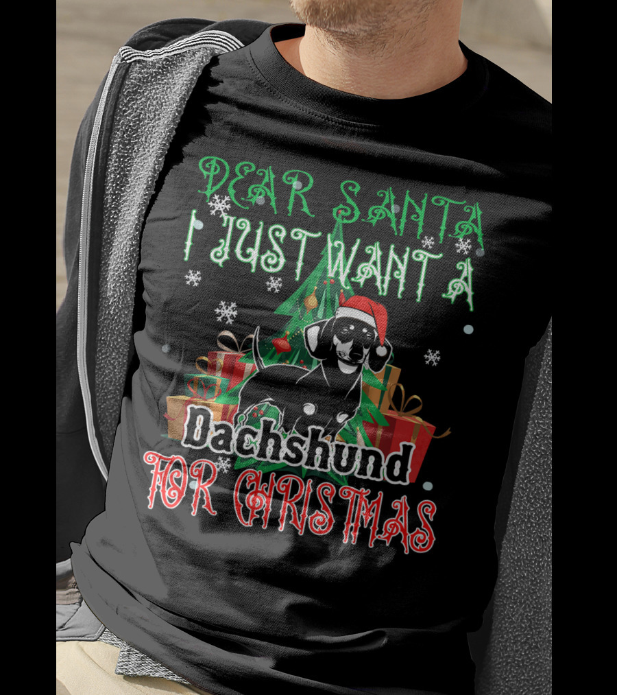 Dear Santa I Just Want A Dachshund For Christmas T-Shirt