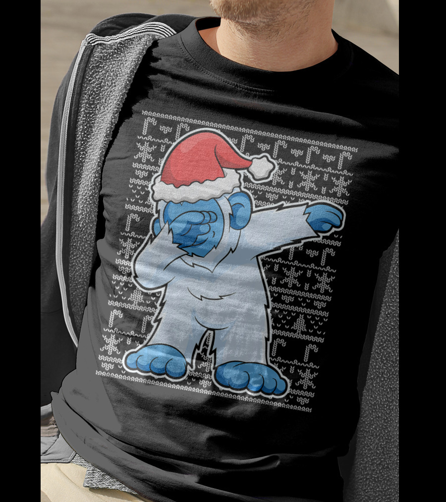 Dabbing Christmas Bigfoot Santa Abominable Snowman T-Shirt