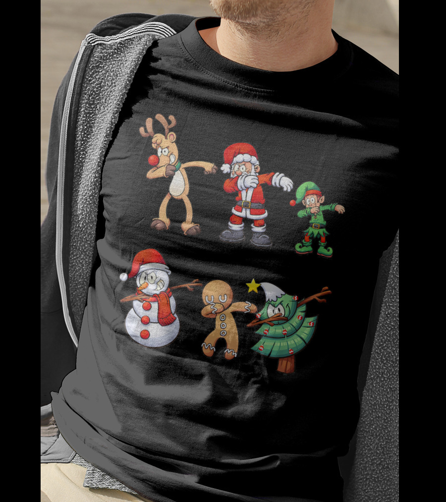 Christmas Dabbing Santa Reindeer Elf Snowman Gingerbread Tree T-Shirt