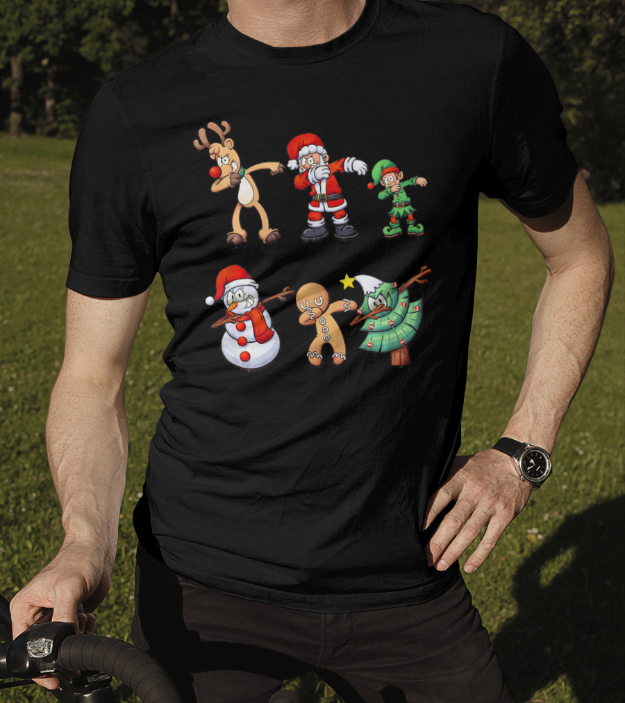 Christmas Dabbing Santa Reindeer Elf Snowman Gingerbread Tree T-Shirt