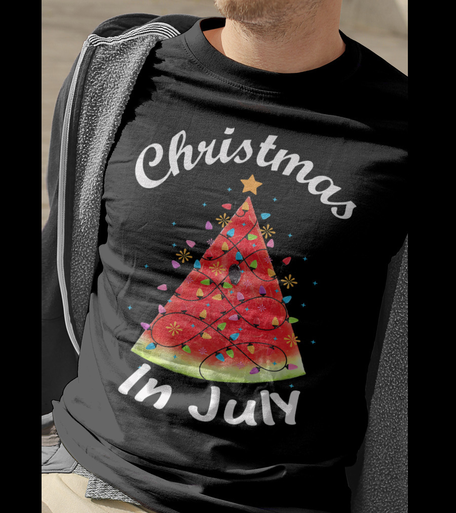 Christmas In July Watermelon Tree Lights T-Shirt