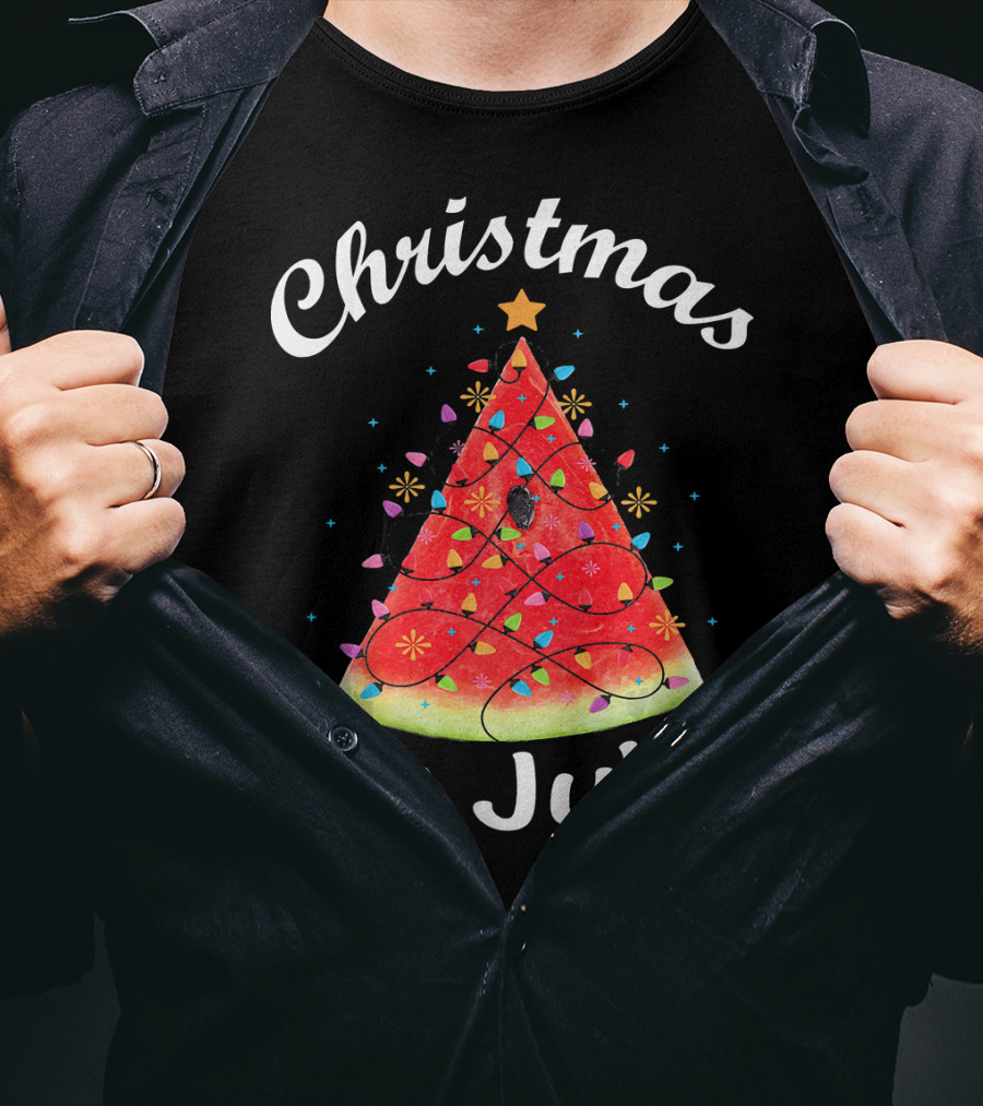 Christmas In July Watermelon Tree Lights T-Shirt