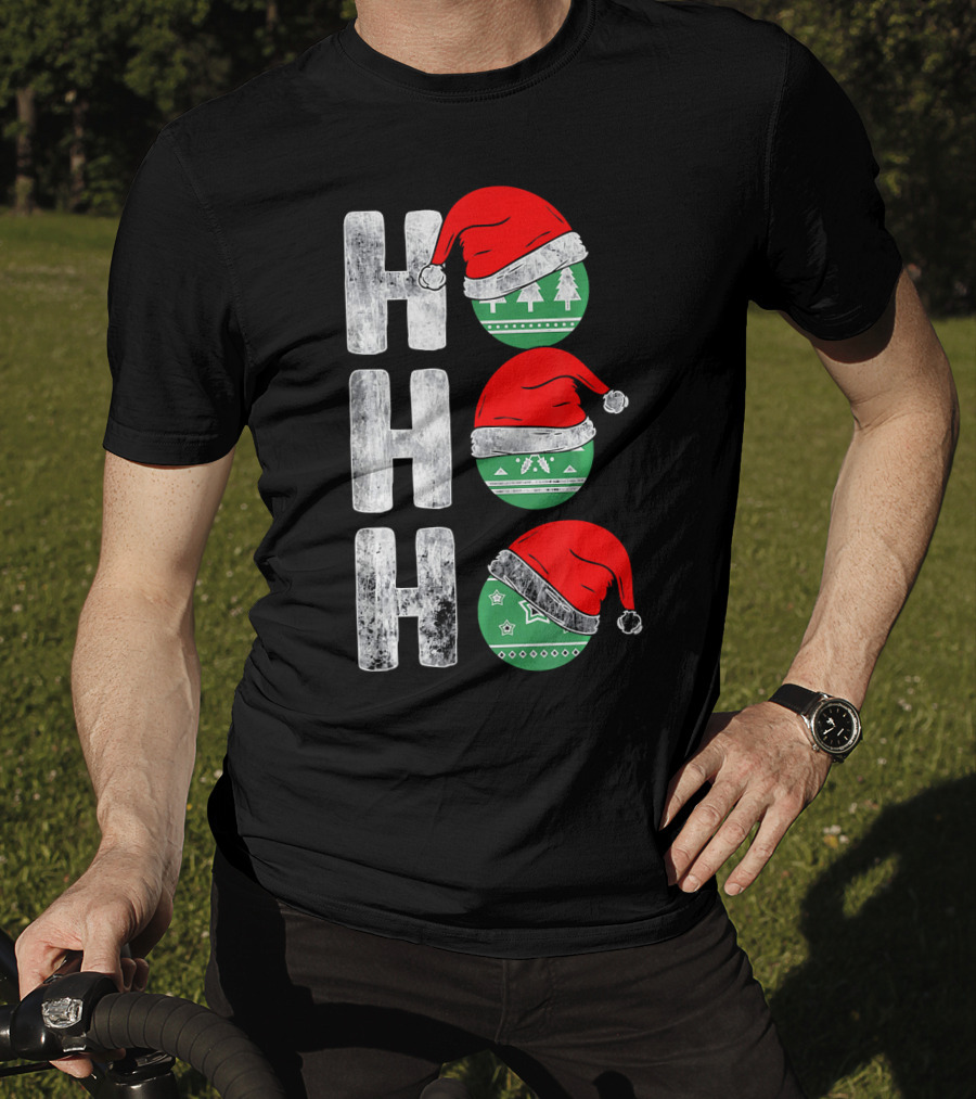 HO HO HO Santa Hat Funny Ornament Christmas Tree T-Shirt