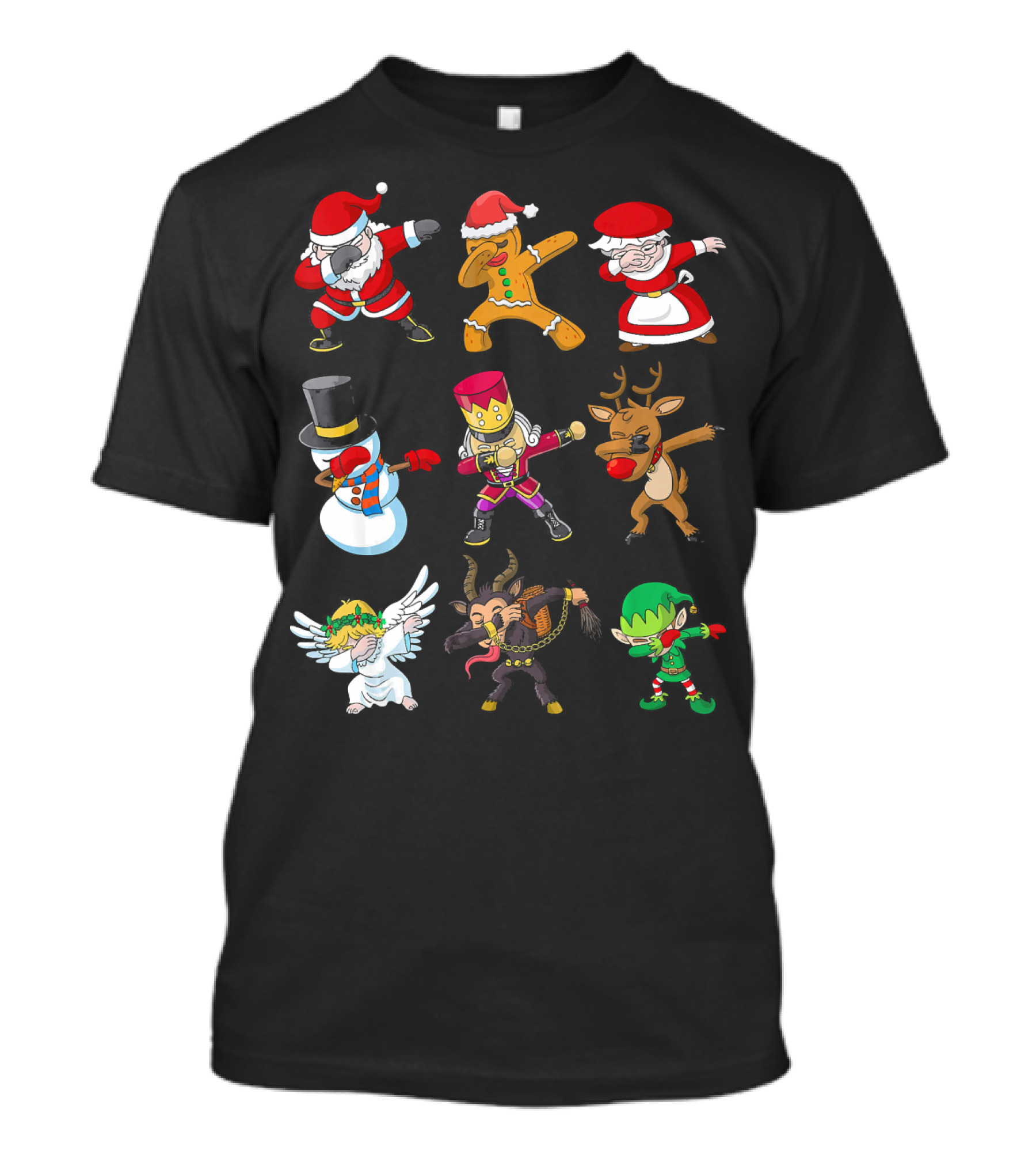 Christmas Dabbing Squad Santa Gingerbread Mrs. Claus Snowman Nutcracker Reindeer Angel Krampus Elf T-Shirt