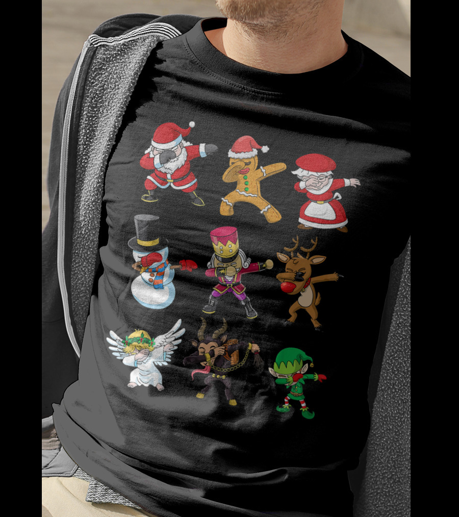Christmas Dabbing Squad Santa Gingerbread Mrs. Claus Snowman Nutcracker Reindeer Angel Krampus Elf T-Shirt