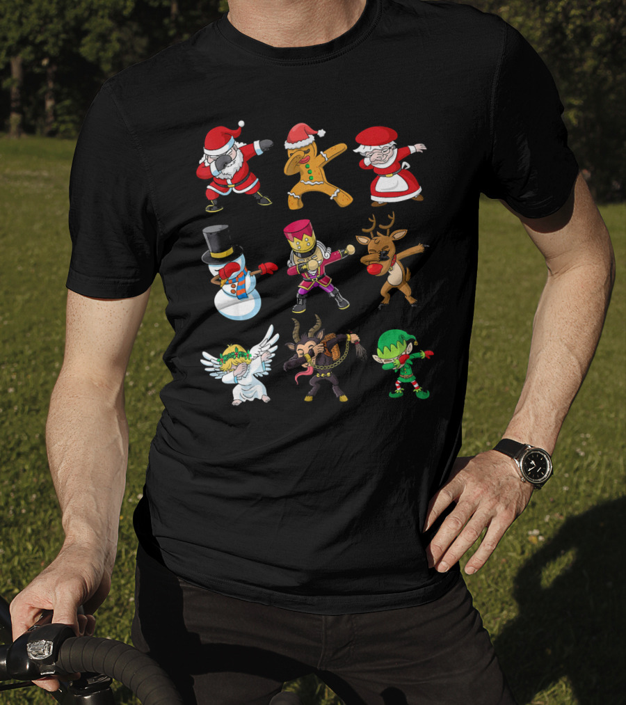 Christmas Dabbing Squad Santa Gingerbread Mrs. Claus Snowman Nutcracker Reindeer Angel Krampus Elf T-Shirt