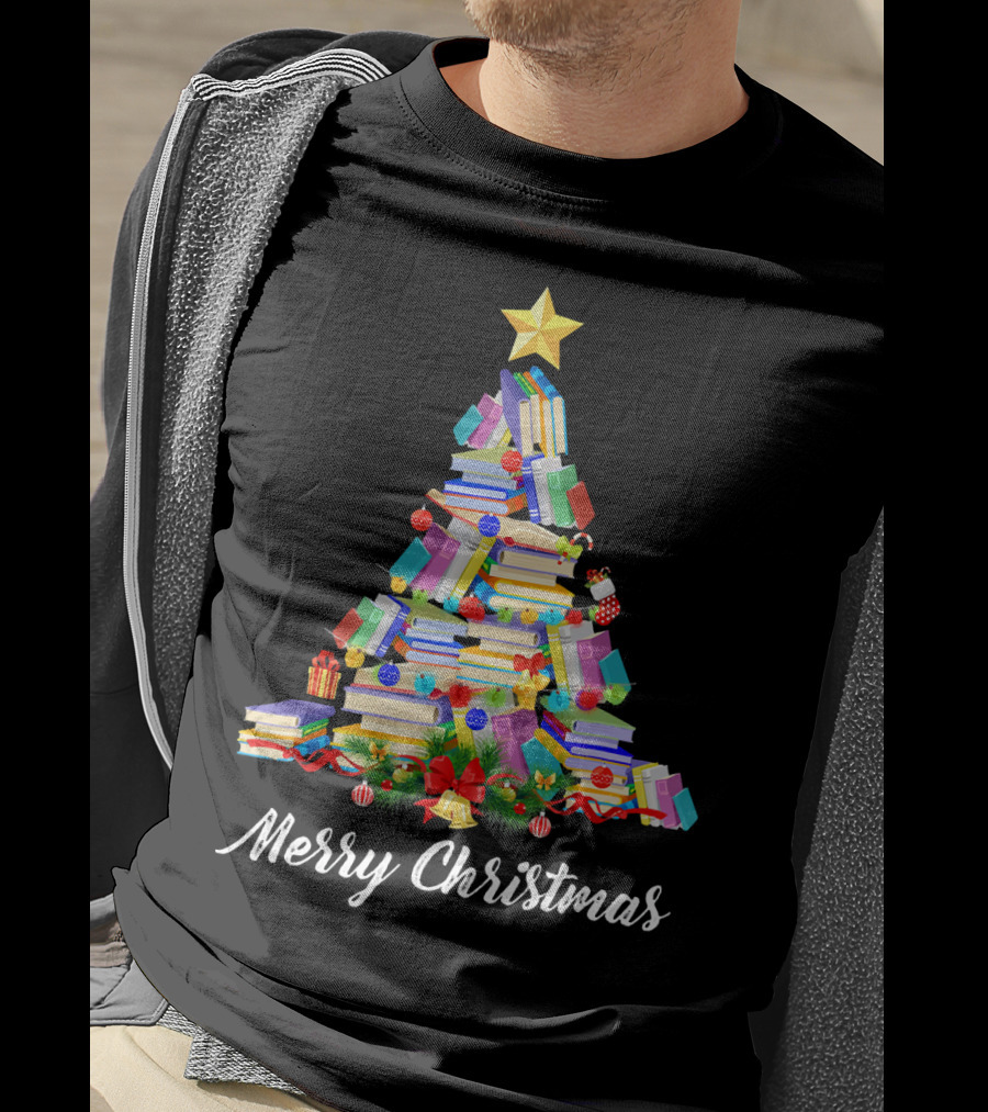 Merry Christmas Books Tree T-Shirt