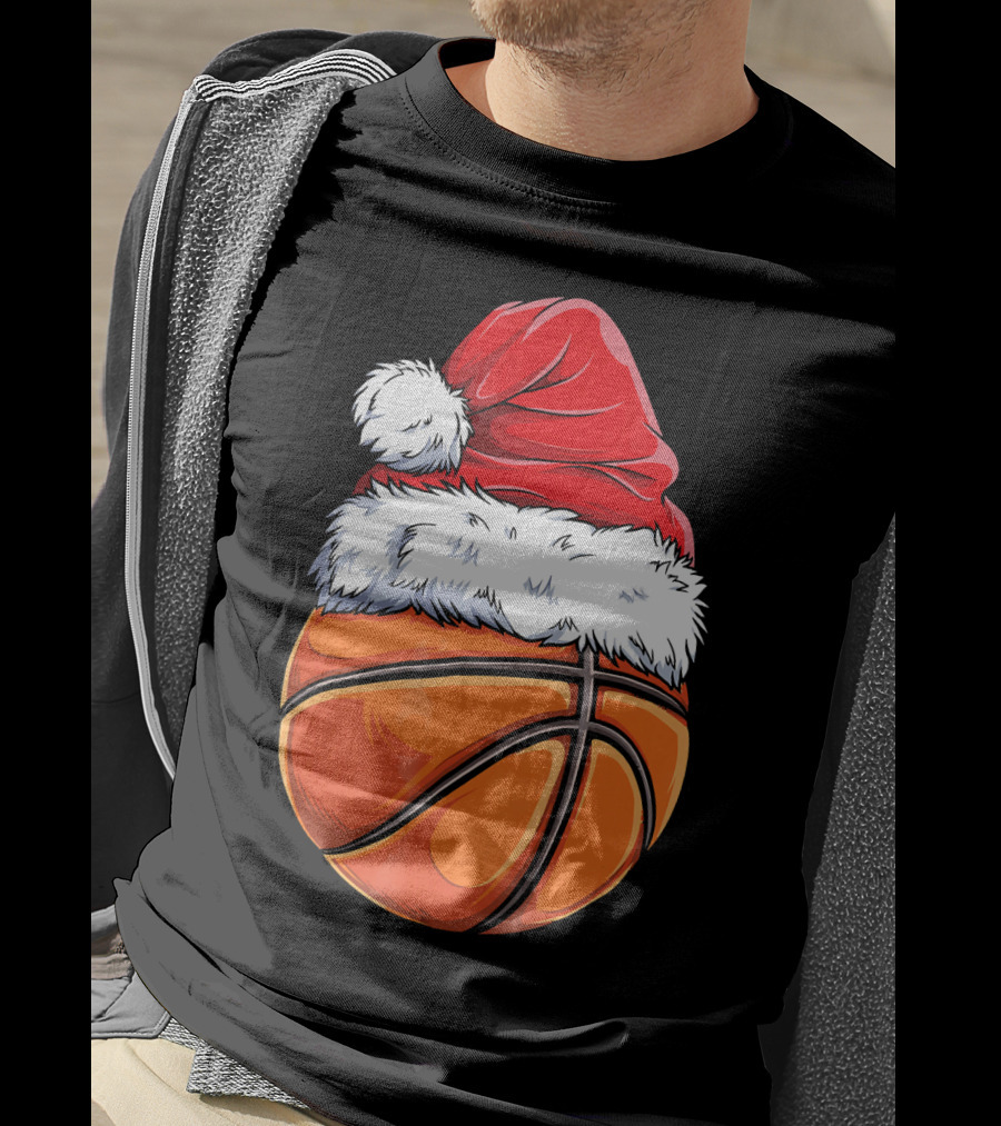 Basketball Santa Hat T-Shirt