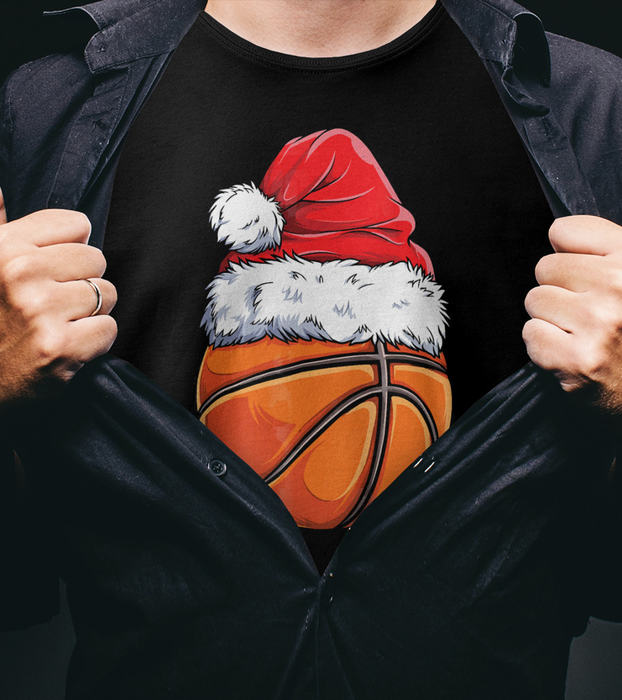 Basketball Santa Hat T-Shirt