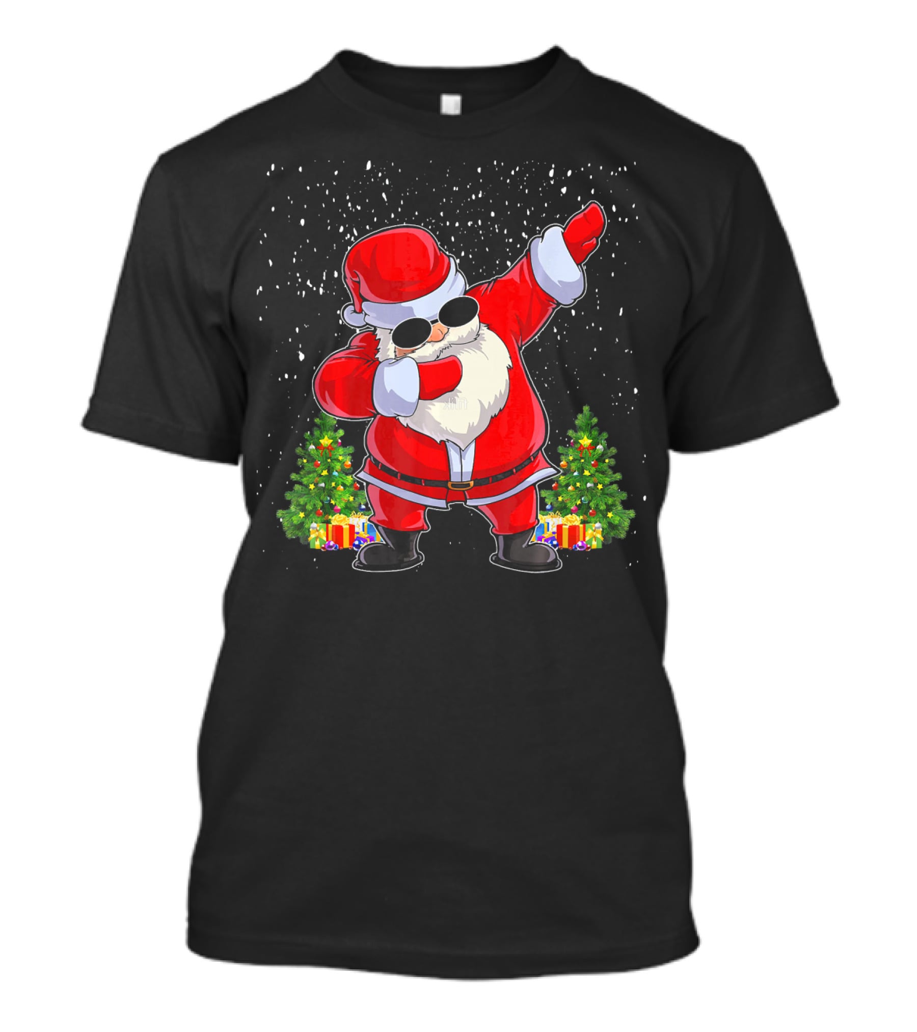 Dabbing Santa Christmas Holiday With Presents And Trees T-Shirt