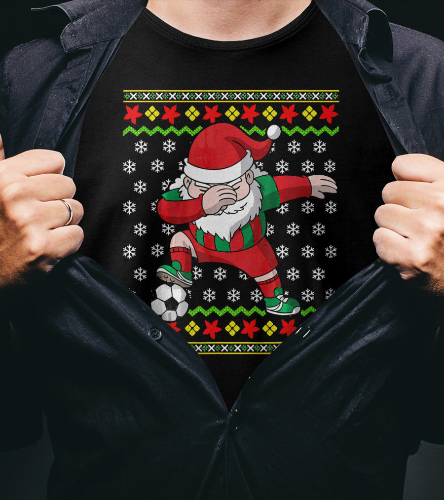 Santa Claus Dab Soccer Christmas Dabbing Ugly T-Shirt