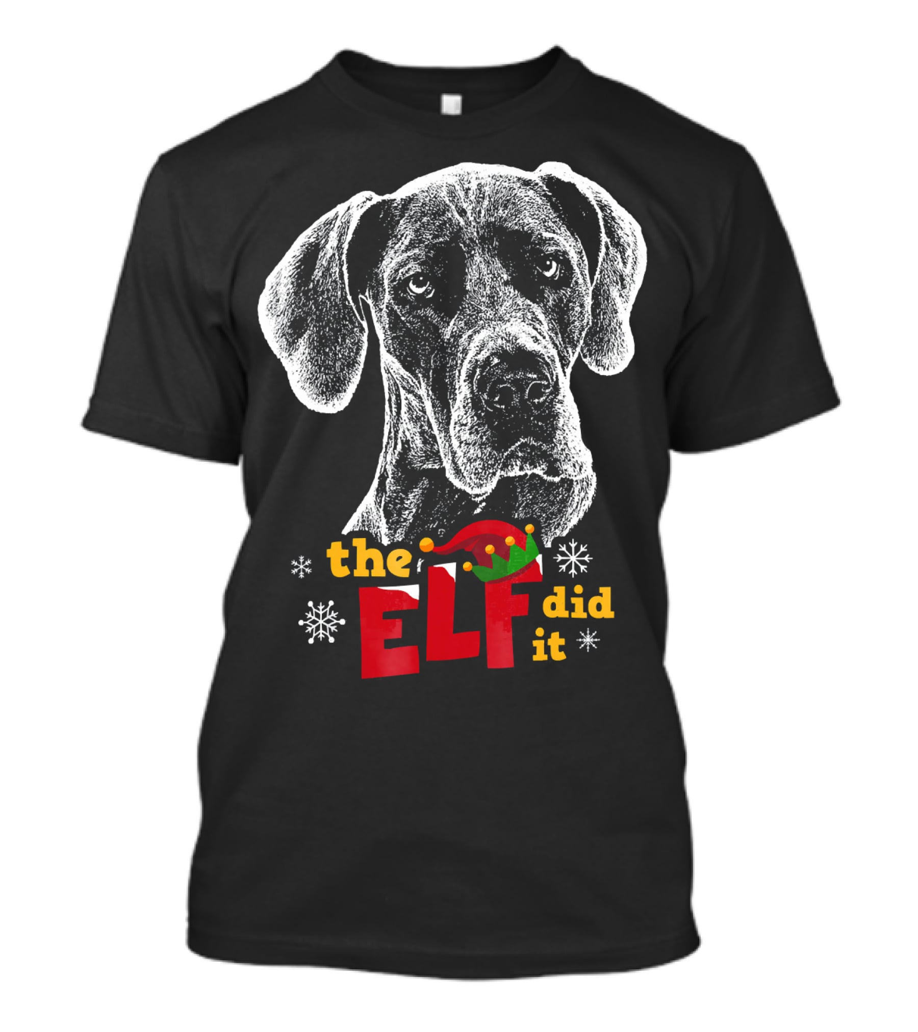 The Elf Did It Christmas Great Dane T-Shirt
