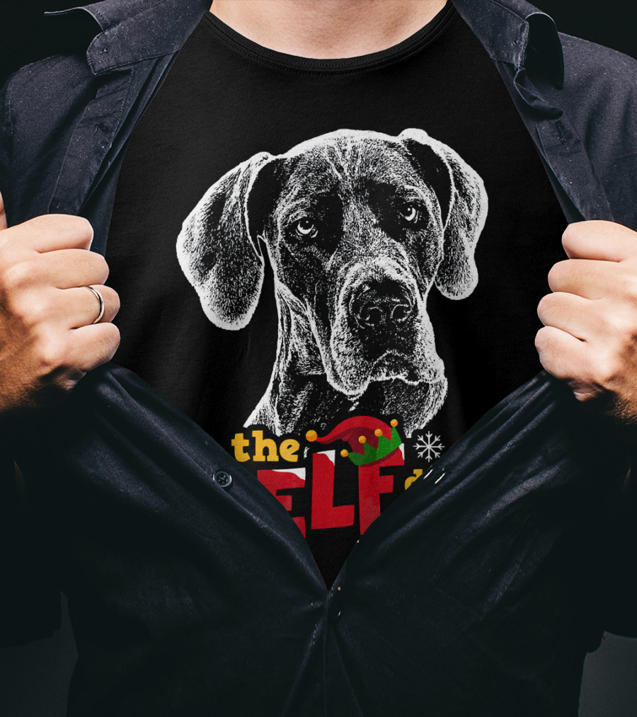 The Elf Did It Christmas Great Dane T-Shirt