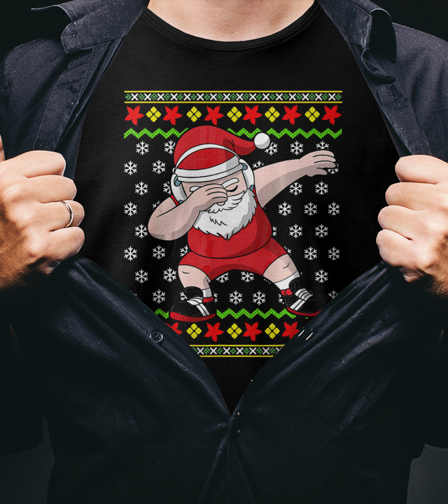 Wrestling Ugly Christmas Santa Dabbing Wrestler T-Shirt