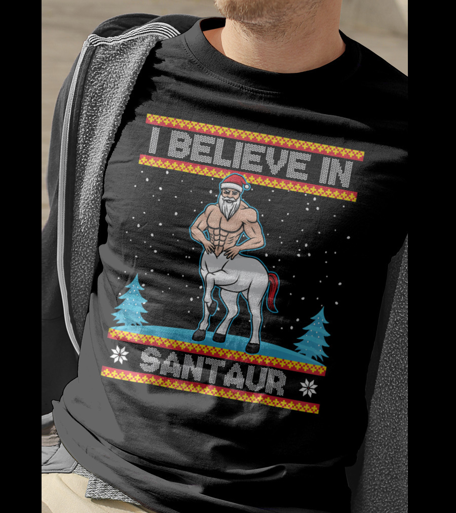 I Believe In Santaur Santa Centaur Christmas T-Shirt