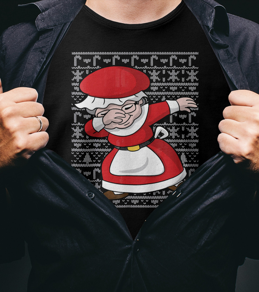 Dabbing Mrs Claus Ugly Christmas T-Shirt