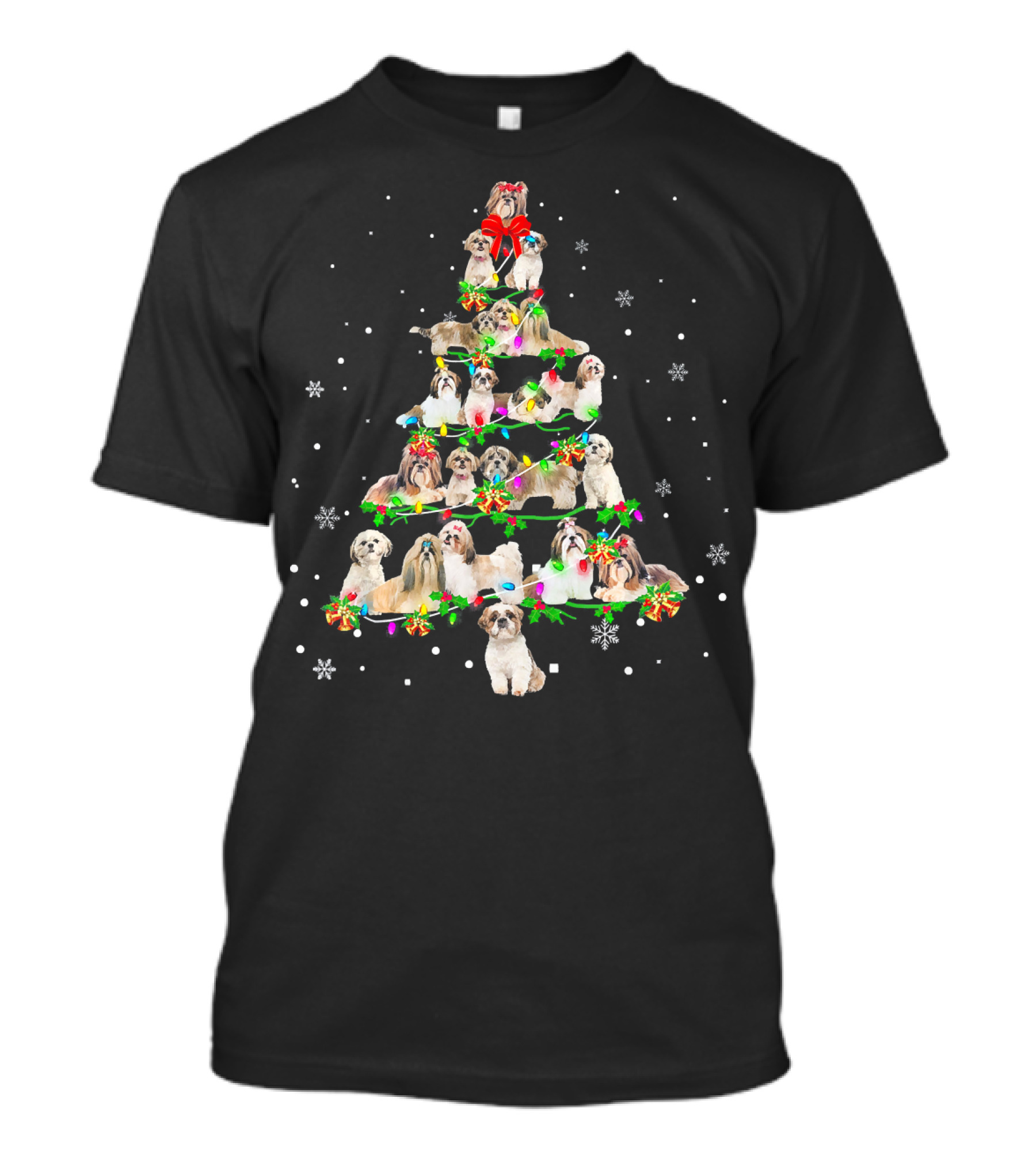 Shih Tzu Christmas Tree X Mas Holiday Dogs Snowflakes T-Shirt