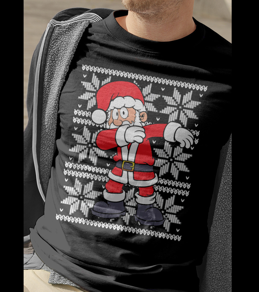 UGLY CHRISTMAS Dabbing Santa Dab Snowflake T-Shirt