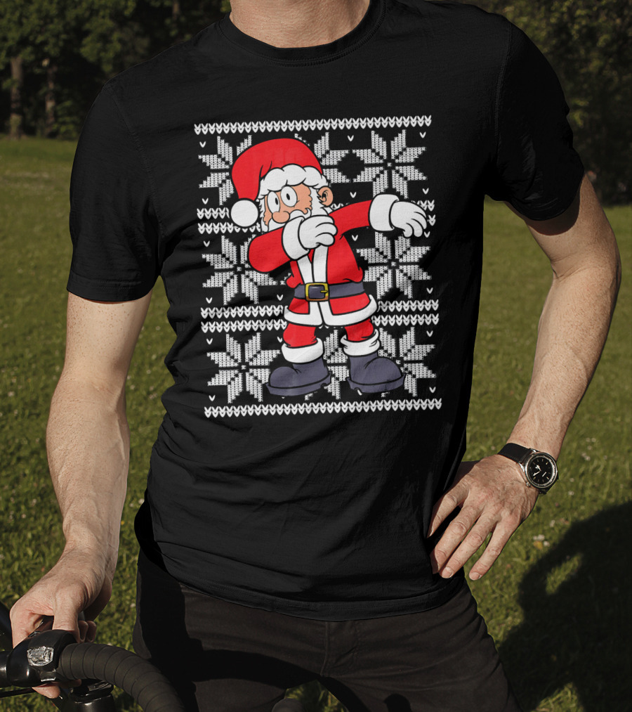 UGLY CHRISTMAS Dabbing Santa Dab Snowflake T-Shirt